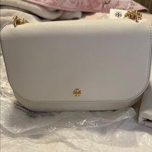 Tory Burch White Crossbody Bag with Gold Hardware